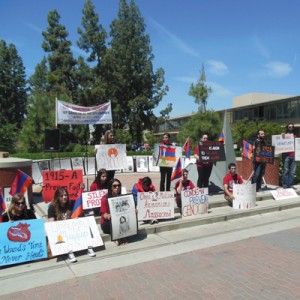 The “Silent Protest” at noon on April 24 at Fresno State. Photo: Vartush Mesropyan.
