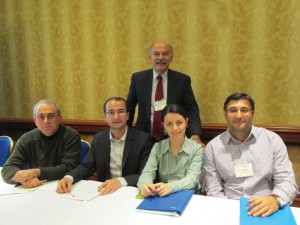 L. to R.: Dr. Rouben Adalian, Khatchig Mouradian, Prof. Barlow Der Mugrdechian, Asya Darbinyan, and Ümit Kurt at the second conference session on “The Aftermath of the Armenian Genocide-Part I.”