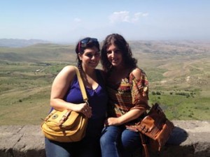 Evelyn Demirchian, left, with Kristin Livanis, on the way to the historic sites of Garni and Geghard in Armenia. Photo: ASP Archive