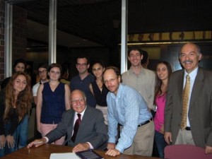 Guest speaker Paul R. Ignatius, seated center, with students and faculty of the Armenian Studies Program. Photo: Erica Magarian