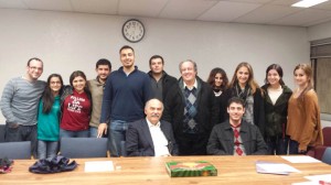 Dr. Ara Sanjian, standing, fifth from right, with members of the Armenian Students Organization before his Dec. 4 lecture.