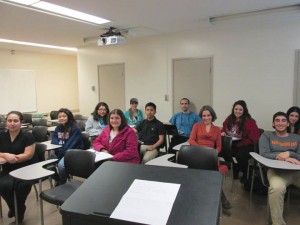 Dr. Myrna Douzjian, fourth from right, with students of the Wednesday afternoon "Armenian Genocide in Film" class.