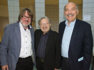 Left to Right.: Lorenz Keyboard Concert Series director Andreas Werz, Şahan Arzruni, and Prof. Barlow Der Mugrdechian. Photo: Hourig Attarian