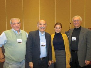 Left to right: Dr. Ron Marchese, Prof. Barlow Der Mugrdechian, Nora Cherishian Lessersohn, and Jirair Christianian, following the panel. Photo: ASP Archive