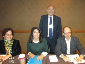 Left to right: Dr. Ramela Abbamontian, Dr. Talar Chahinian, Prof. Barlow Der Mugrdechian, and Dr. Sergio La Porta. Photo: ASP Archive