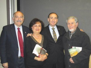 Left to right: Prof. Barlow Der Mugrdechian, Serpouhi Messerlian, Chris Bohjalian, and Edward Megergichian. Photo: ASP Archive
