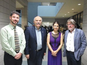 Left to right: Prof. Hagop Ohanessian, Prof. Barlow Der Mugrdechian, Sofya Melikyan, and Keyboard Concerts Director Andreas Werz. Photo: Veronique Werz