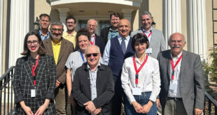 Conference participants. Front row, left to right: Dr. Merisa Sahin, Dr. Ümit Kurt, Dr. Janet Klein, Dr. Taner Akçam, Dr. Duygu Tasalp, and Prof. Barlow Der Mugrdechian. Back row, left to right: Dr. Michael Provence, Dr. Hagop Ohanessian, Dr. Yiğit Akın, Dr. Kent Schull, Dr. Ekrem Yener, and Dr. David Zakarian.